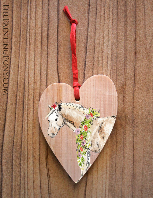 Whimsical Pony Art Wooden Equestrian Christmas Ornament
