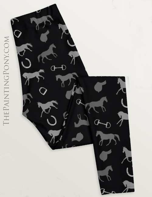 English Horses Pattern Equestrian Leggings