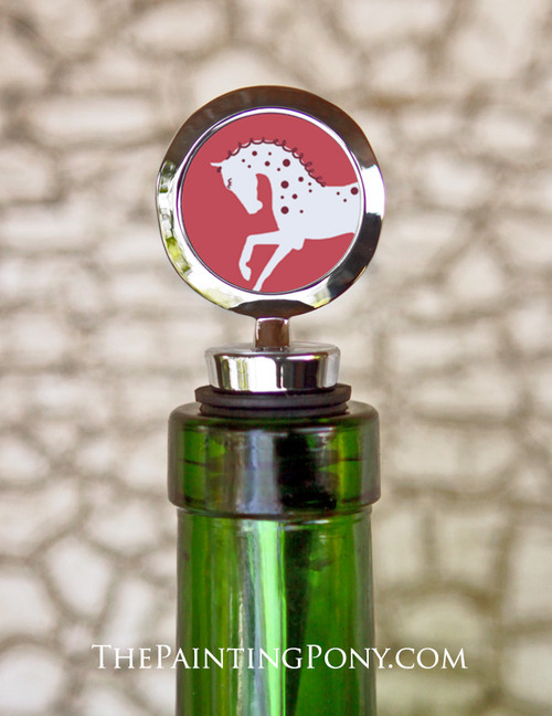 Whimsical White Horse Equestrian Wine Stopper