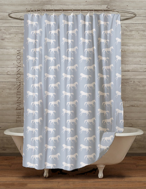 Galloping Horse Pattern Equestrian Shower Curtain