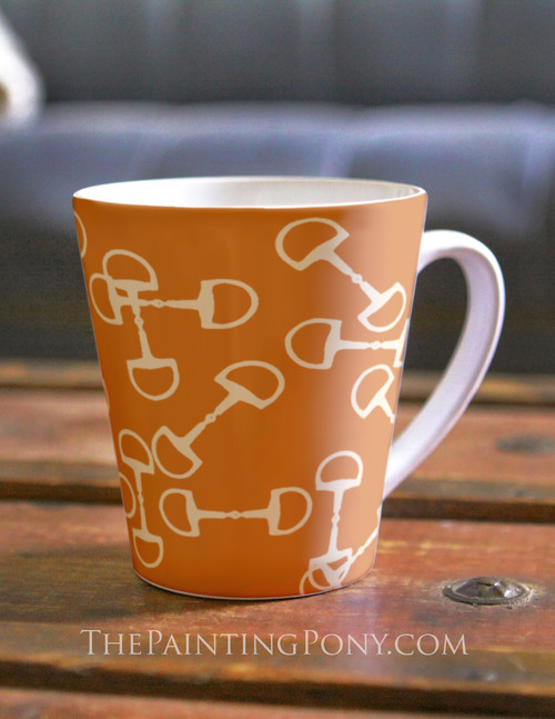 Horse Bit Pattern Equestrian Latte Coffee Mug