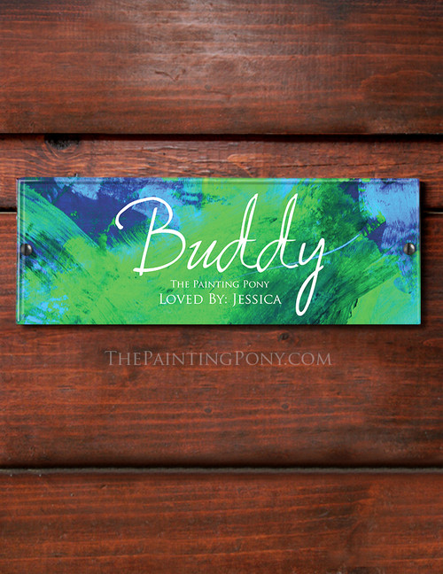 Blue and Green Abstract Art Acrylic Horse Stall Name Plate