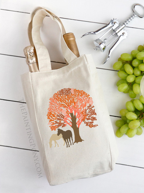 Autumn Horses Equestrian Themed Double Wine Tote