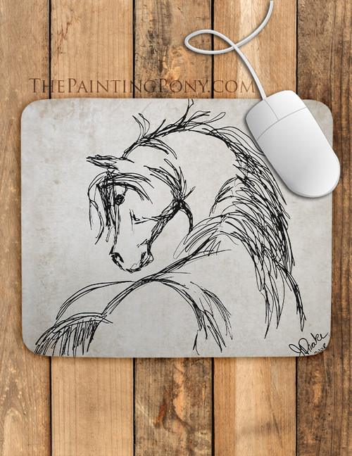 Horse Head Sketch Equestrian Mouse Pad