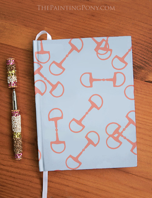 Horse Bits Pattern Equestrian Designer Hardbound Journal (other colors available)