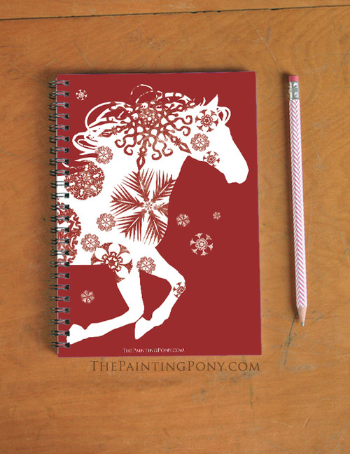 Winter Snowflake Horse Equestrian Spiral Notebook