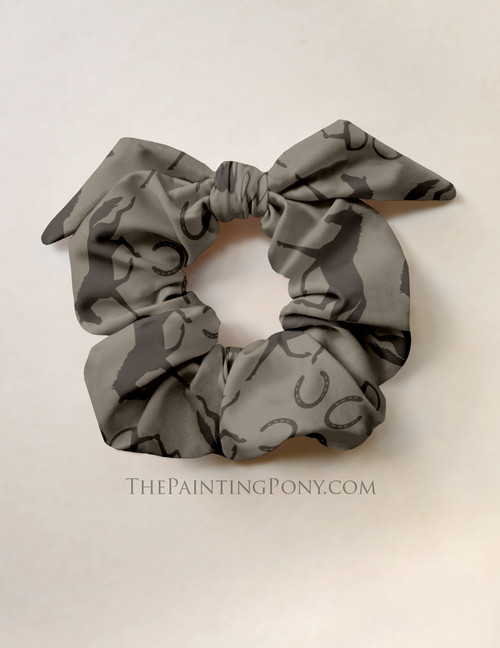 Trotting Ponies and Horse Shoes Equestrian Hair Tie Scrunchie Trotting Ponies and Horse Shoes Equestrian Hair Tie Scrunchie