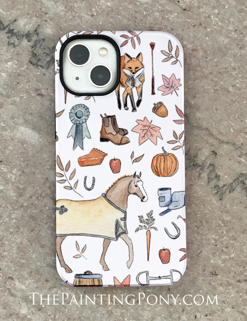 Fall Fox and Pony Pattern Equestrian Phone Case