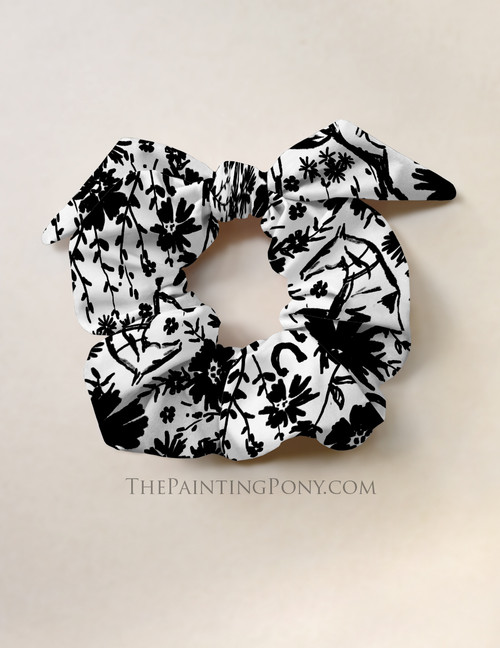 Wildflowers Horse Pattern Equestrian Hair Tie Scrunchie (other colors available)