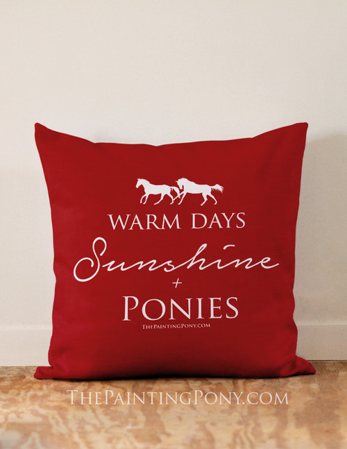 Sunshine and Ponies Summer Equestrian Throw Pillow