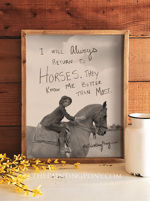 Always Return to Horses Nostalia Equestrian Typography Print