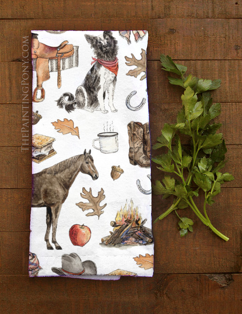 Fall Smores Fun Western Horse Lover Hand Towel