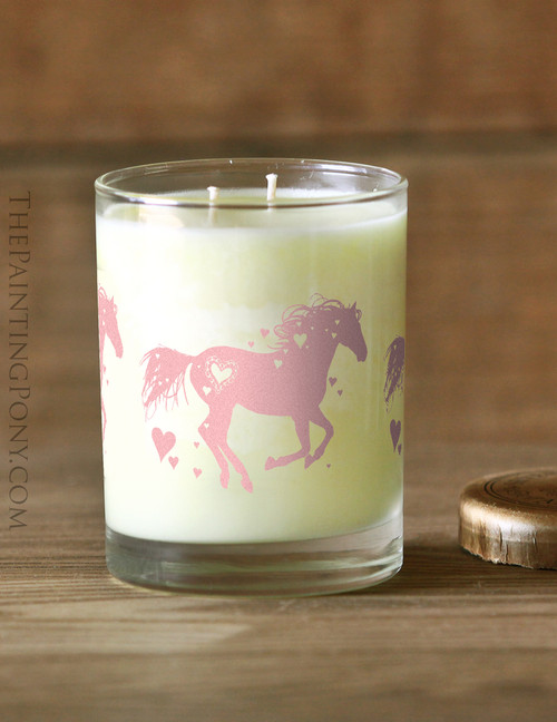 Heart Horse Lover Collectible Glass Cup Apothecary Candle