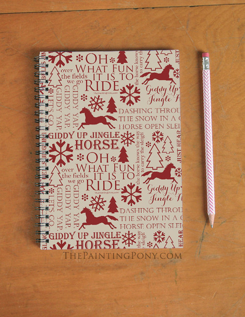 Horse Christmas Carols Equestrian Spiral Notebook