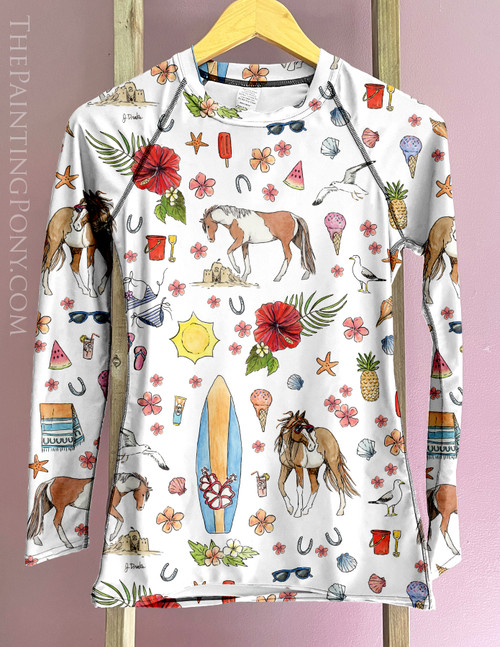 Horses at the Beach Equestrian Sun Shirt Baselayer