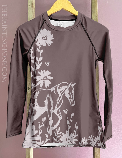 Wildflowers and Horses Equestrian Sun Shirt Baselayer