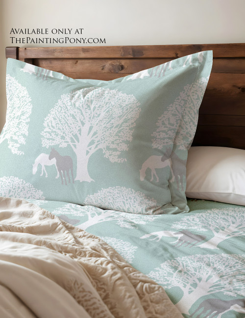 Trees and Horses Pattern Equestrian Bedding Set (other colors available)