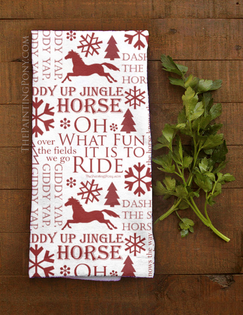Horse Christmas Carols Equestrian Hand Towel