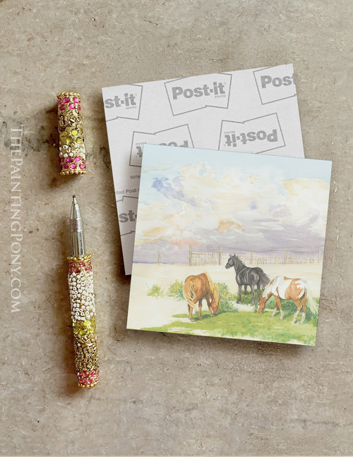 Horses On The Beach Equestrian Sticky Notes