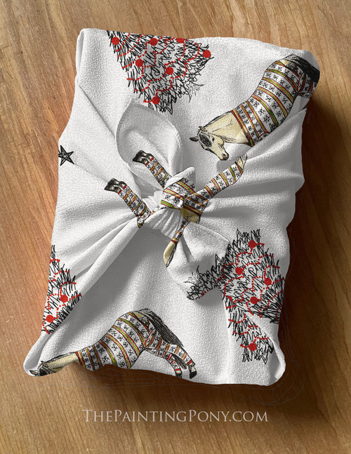 Christmas Pajama Pony Furoshiki Fabric Gift Wrap