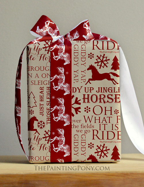 Horse Christmas Carols Equestrian Gift Wrapping Paper