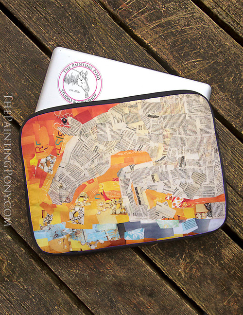 Jumping Horse Collage Art Equestrian Laptop Sleeve