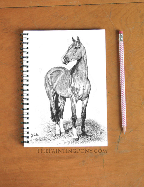 Graphite Akhal-Teke Horse Art Equestrian Spiral Notebook