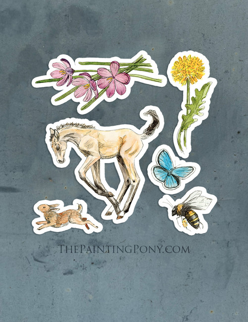Spring Fun Foal and Bunny Magnet Set