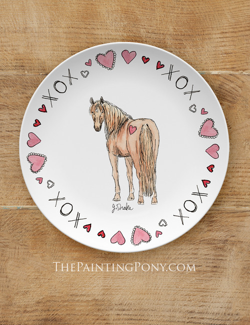 Valentines Fun Chestnut Heart Pony Equestrian 10" Dinner Plate