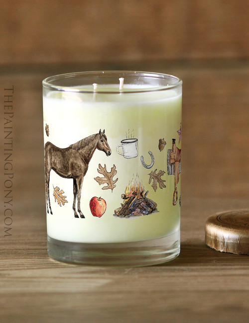 Fall Smores Fun Horse Lover Collectible Glass Cup Apothecary Candle Fall Smores Fun Horse Lover Collectible Glass Cup Apothecary Candle