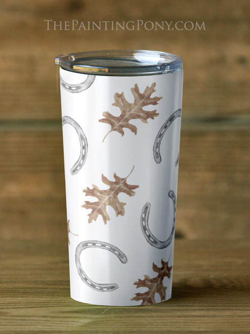 Fall leaves and Horse Shoes Equestrian Travel Tumbler Fall leaves and Horse Shoes Equestrian Travel Tumbler