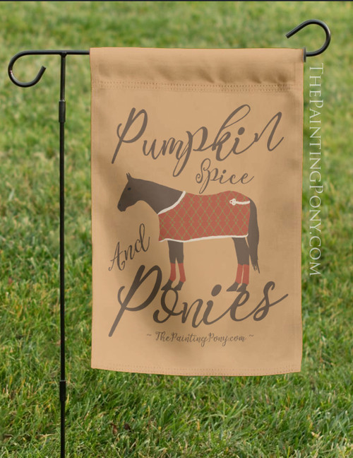 Pumpkin Spice and Ponies Fall Horse Lover Garden Flag