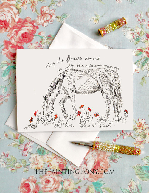 May The Flowers Remind Us Horse Art Note Cards (10 pk)