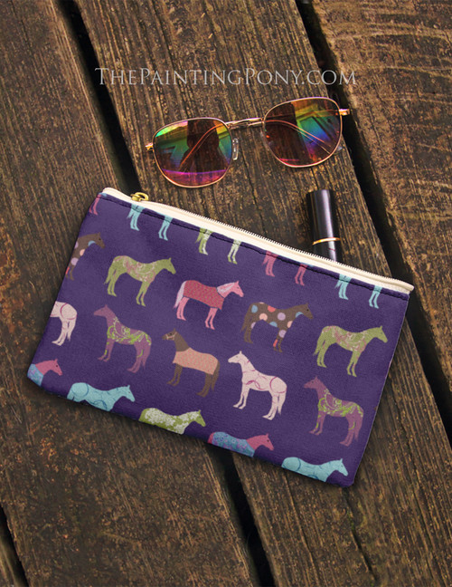 Colorful Fun Horse Pattern Equestrian Accessory Pouch