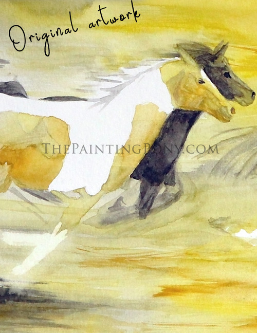 "Racing Sunrise" Original Watercolor Horse Painting