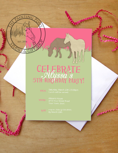 Two Brown Ponies Birthday Party Invitation (10 pk)