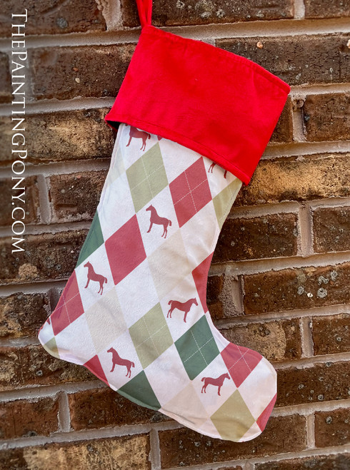 Harlequin Pattern Horse Christmas Stocking