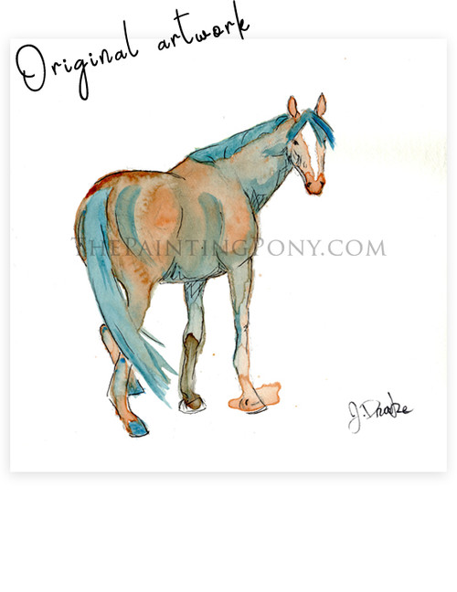 SOLD "Chestnut Mare" Abstract Watercolor Painting