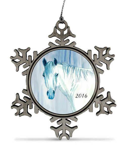 Blue Horse Head Christmas Ornament