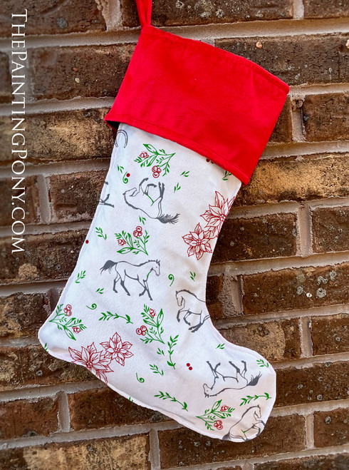 Country Floral Horse Equestrian Christmas Stocking