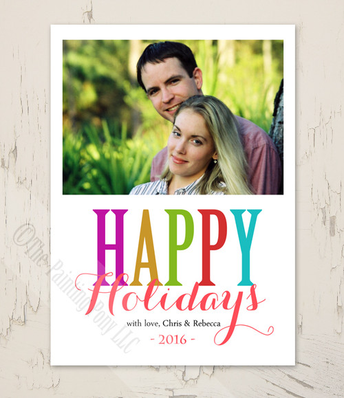 Colorful Happy Holidays Photo Template Christmas Cards