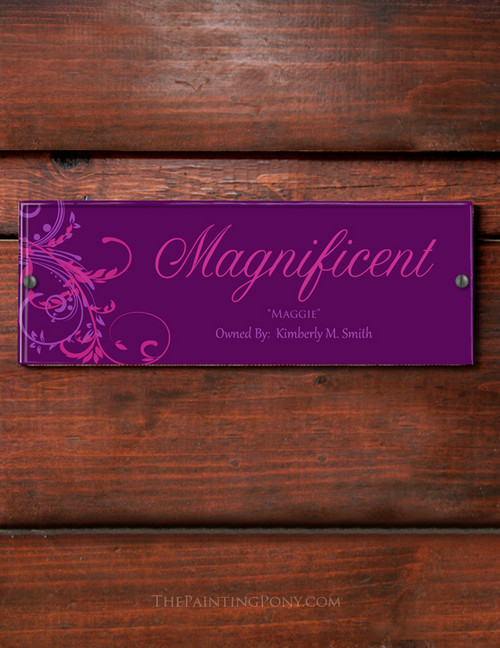 Double Floral Swirls Personalized Acrylic Horse Stall Name Plate