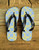 Yellow and Teal Horse Stirrups Pattern Equestrian Flip Flops