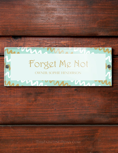 Mint and Gold abstract Art Acrylic Horse Stall Name Plate