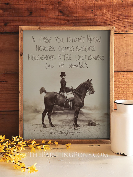 Horses Before Housework Equestrian Art Print