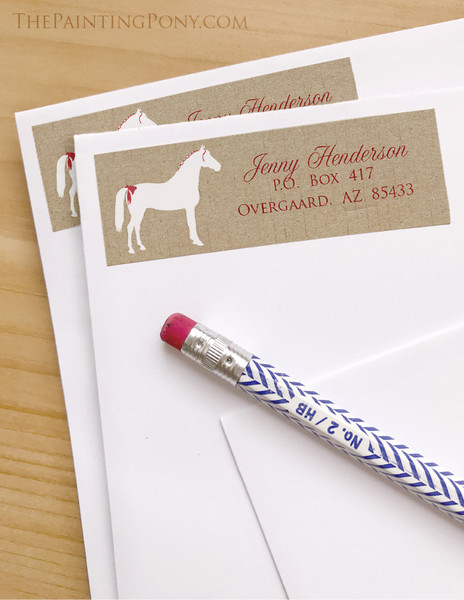 White Christmas Horse Return Address Labels