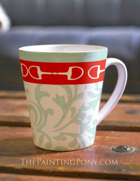 Damask Horse Bits Equestrian Latte Mug 