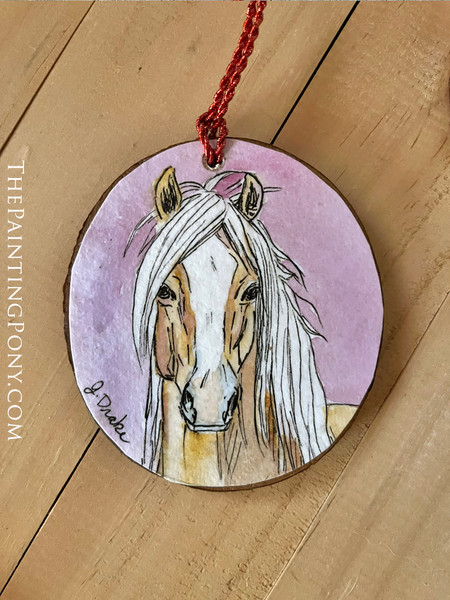 Palomino Pony Art ORIGINAL Hand Painted Watercolor Ornament