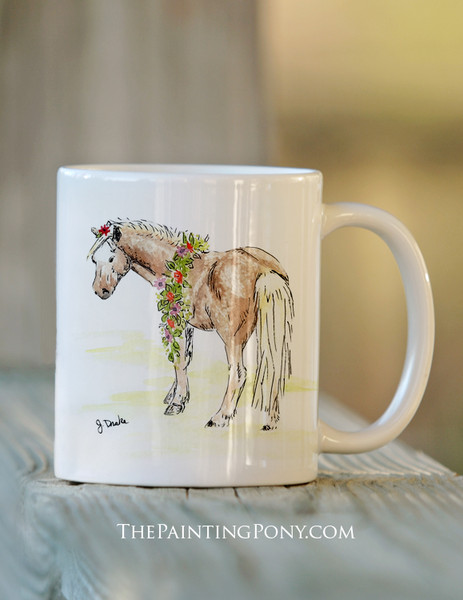 Ceramic Pony Art Equestrian Coffee Mug