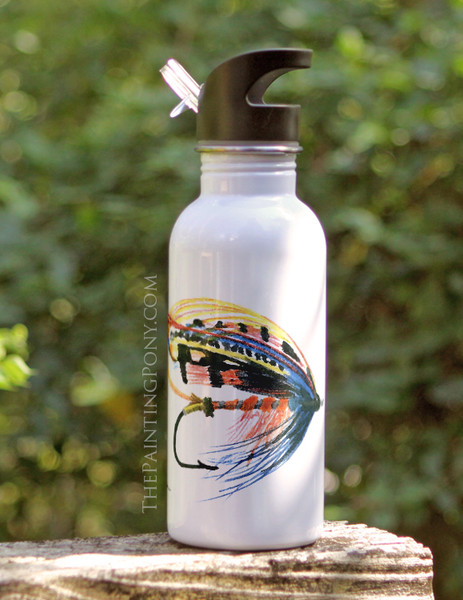 Salmon Lure Art Fly Fishing 20oz Waterbottle